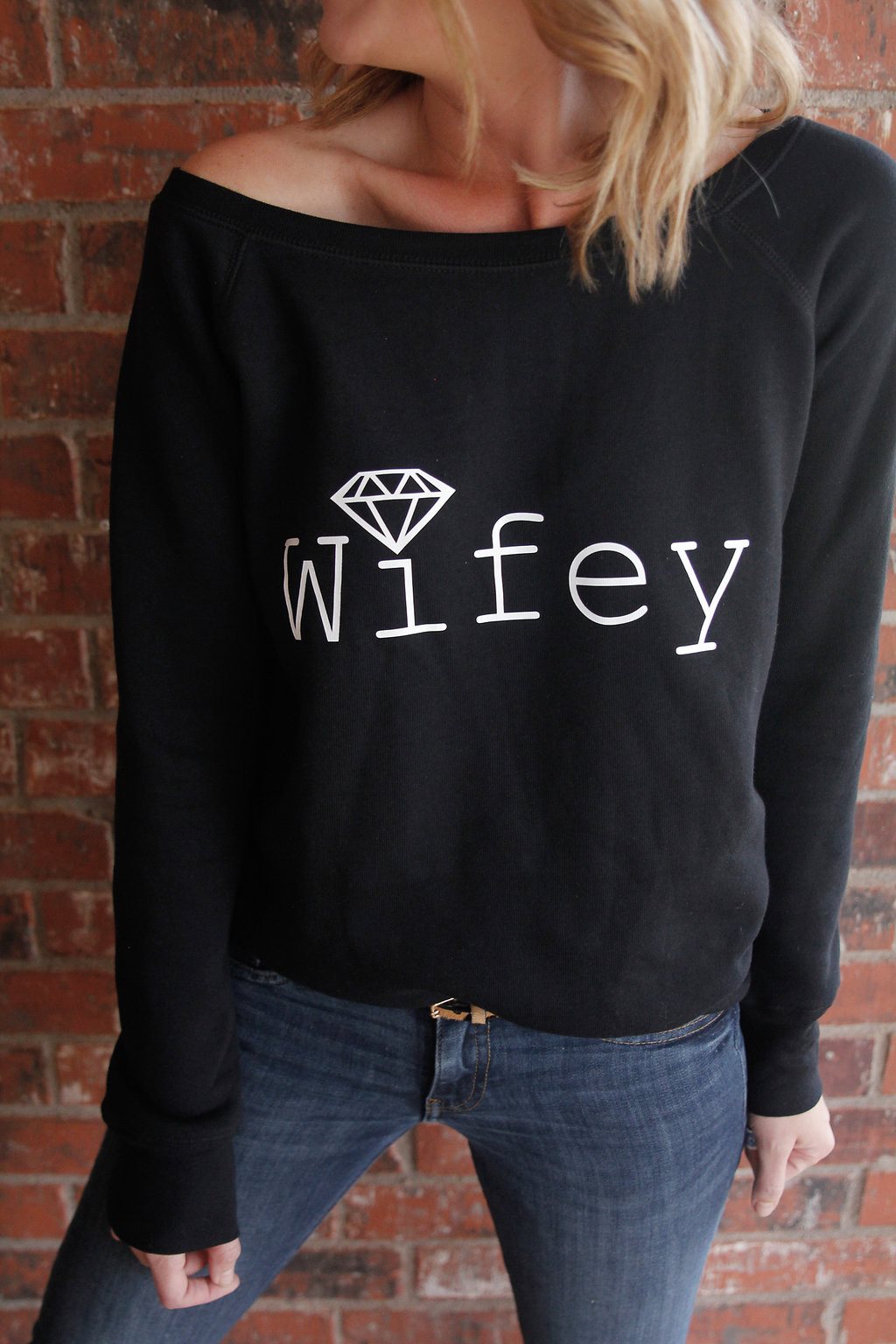 Wifey off cheap the shoulder sweatshirt